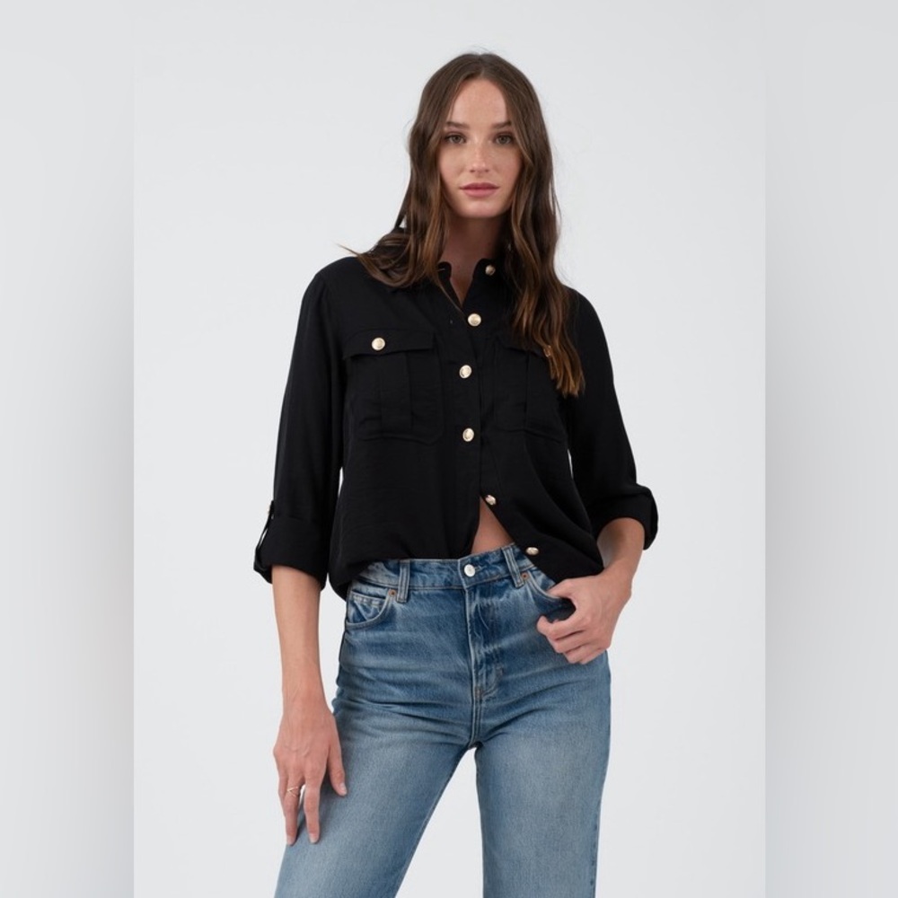 NWOT Elegant Black Long Sleeve Women's Dress Shirt